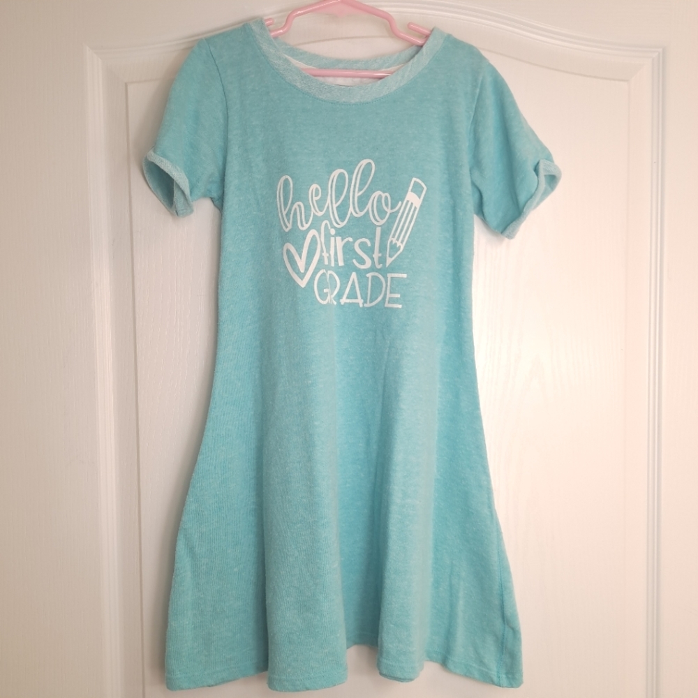 Hello First Grade Teal Dress